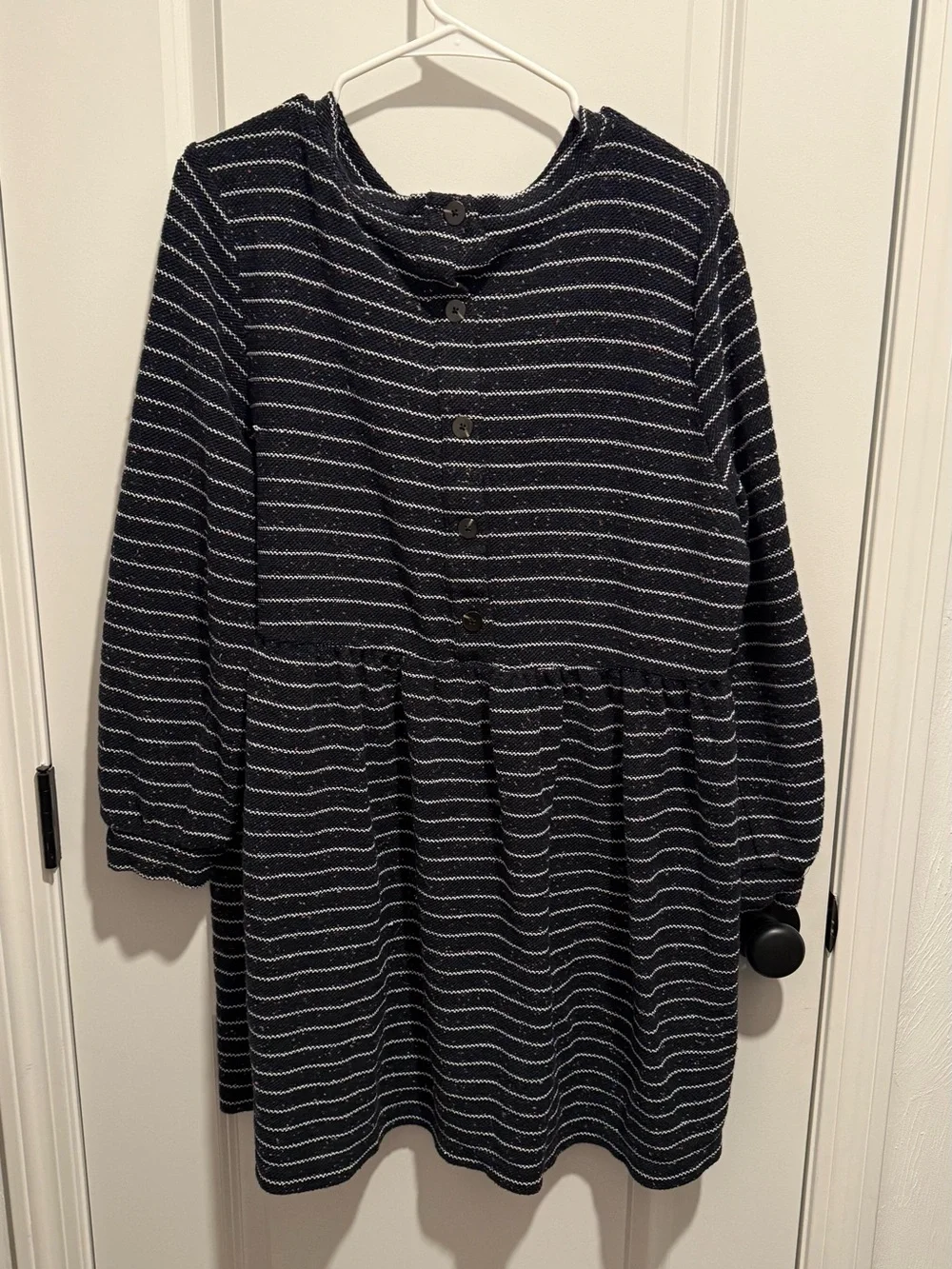 LOFT - Women’s Striped Button Back Dress, XL Navy - Picture 2 of 4